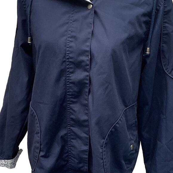 Cute Hooded Rain Jacket Parka Blue Cottage Style Floral Full Zip Women's Small - Picture 9 of 9
